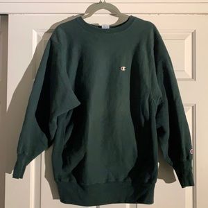 vintage forrest green champion crewneck